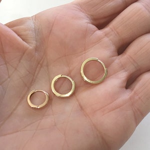 10mm Small 14K Solid Gold Hoop Earring, 10mm gold hoops, Cartilage Earring ,Small Huggies, Helix, Nose Earrings. image 4