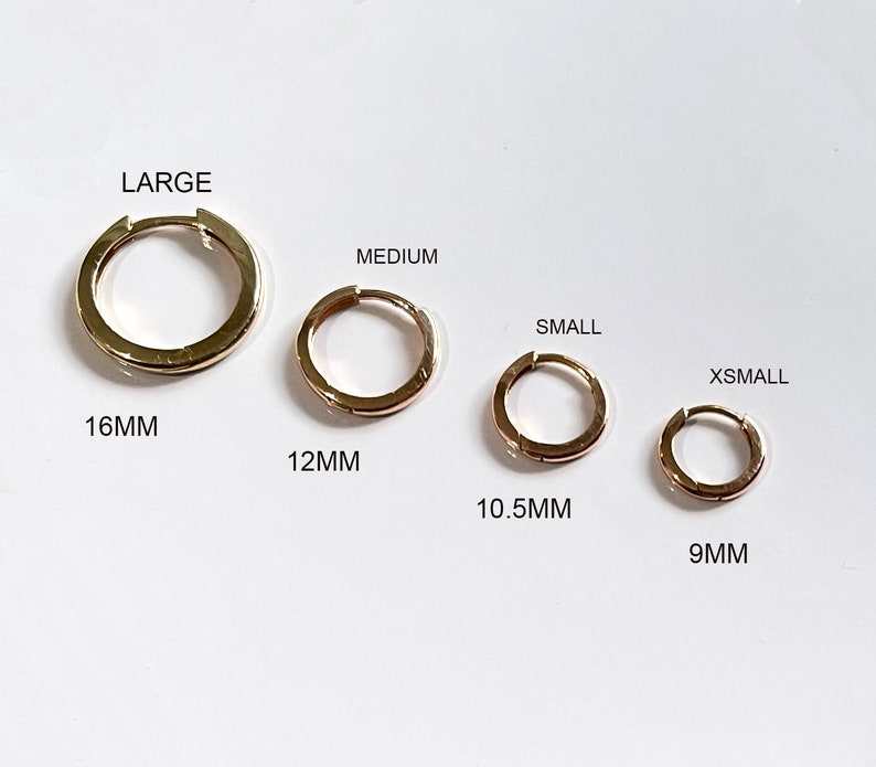 10mm Small 14K Solid Gold Hoop Earring, 10mm gold hoops, Cartilage Earring ,Small Huggies, Helix, Nose Earrings. image 7