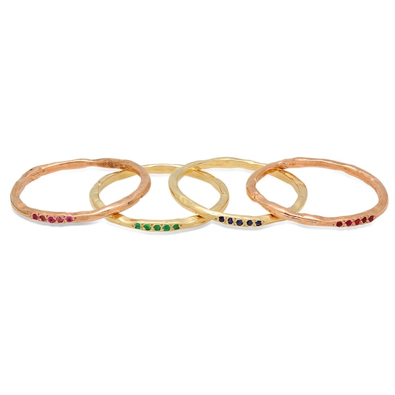 Gold Band, Organic Ring, Wedding Band, Color Stones, Diamonds Band, Gold Ring, Tula Jewelry