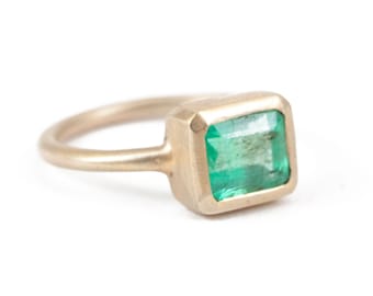 Emerald, Emerald Ring, Emerald Cut, Octagon Stone, Engagement Ring, 14K Gol Ring, Green Emerald.