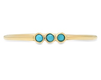 14K Gold Turquoise Ring, Multi Stone Ring, 3 Stone ring, Stackable Ring, Petite Ring, Free Shipping