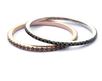 Micropave Diamond Band, Black Diamond Eternity Ring, Stacking  Ring, Diamond  Ring, Eternity Band, Wedding Band