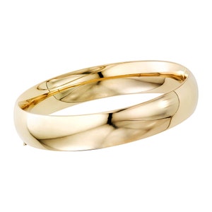 14K Gold 13.5mm Polished Bangle, Simple Wide Gold Bangle Bracelet