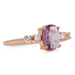 Pink Sapphire Ring, Sapphire and Diamond Ring, Statement Ring, Engagement Ring, 14K solid Gold Ring, White Diamonds, Natural Sapphire.