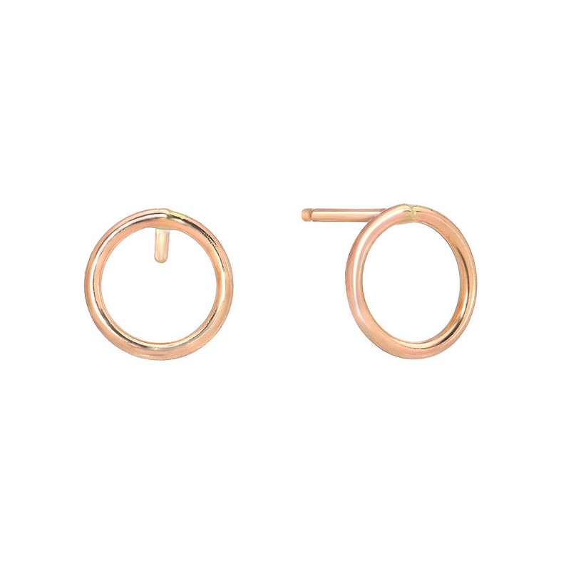 14K Gold Small Circle Stud Earrings Cartilage Earring Tiny Etsy