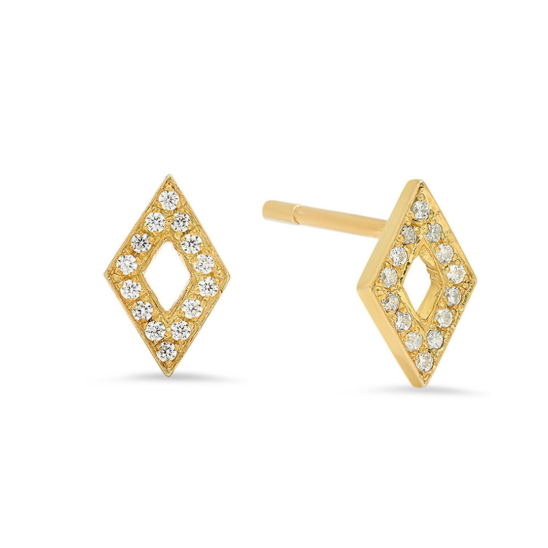 14K Gold Stud Earrings Cartilage Earring Diamond Stud Etsy