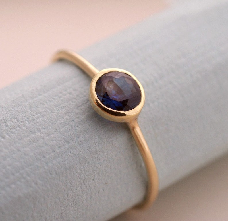 5mm Blue Sapphire Ring, 14K Gold Ring, Engagement Ring With Natural Blue Sapphire, Made To Order In White Gold, Yellow Gold and Rose Gold. image 2