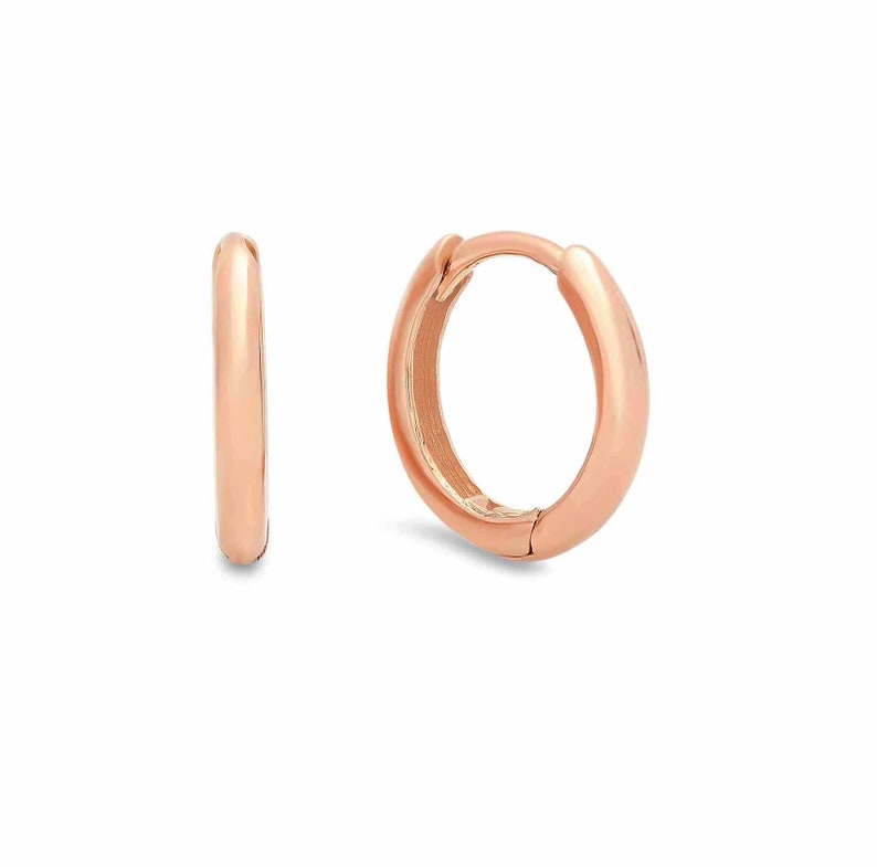 10mm Small 14K Solid Gold Hoop Earring, 10mm gold hoops, Cartilage Earring ,Small Huggies, Helix, Nose Earrings. image 5