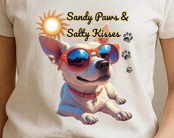 Funny Dog PNG: Summer Beach Sublimation Design (Digital Download)