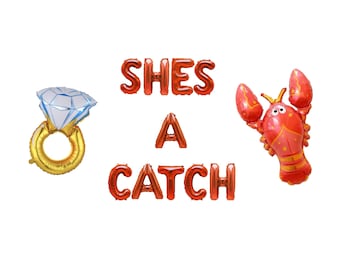 Shes A Catch Banner for Lobster Beach Bachelorette Party, Coastal Bachelorette Party Decorations
