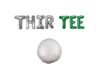Banner de Thir Tee Golf de 16 pulgadas / Fiesta de cumpleaños número 30 con temática de golf / Globos de golf para fiesta de cumpleaños
