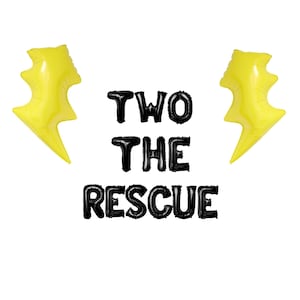 Two The Rescue Birthday Balloon Banner |  2nd Birthday Party Second Birthday Boys birthday decor Superhero Party Decor