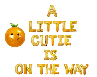 Bannière « A Little Cutie is On The Way » : Déco baby shower orange