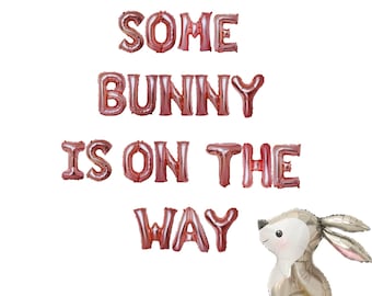Some Bunny Is On The Way banner 16 inches | Easter Baby Shower Party Decor Bunny Party Decor | SAME DAY SHIPPING Mon-Sat
