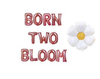 Born Two Bloom バルーンバナー：花柄の2歳の誕生日パーティーデコレーション
