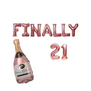 ¡Por fin 21! Pancarta de 40 cm / Fiesta de cumpleaños número 21 ¡Feliz cumpleaños número 21! Globos para fiesta de cumpleaños número 21 ¡Legalmente borracho! ¡Rompe la identificación falsa!