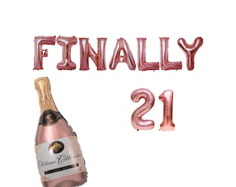 Finally 21 Banner 16in | 21st Birthday Party Happy 21st Birthday Twenty First Birthday Party Balloons Legally Drunk Rip fake ID