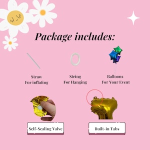 a picture of a package includes straws, balloons, and balloons