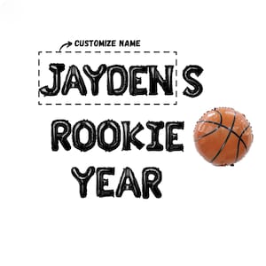 Rookie Year Custom Banner 16 inches | Basketball Theme Party Baby 1st Birthday NBA Sports Theme Party