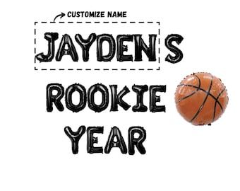 Rookie Year Custom Banner 16 inches | Basketball Theme Party Baby 1st Birthday NBA Sports Theme Party
