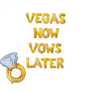 Banner Vegas Now Vows Later de 16 polegadas não flutuante - Decorações para festas Vegas Bach - Ideias para festas de despedida de solteira