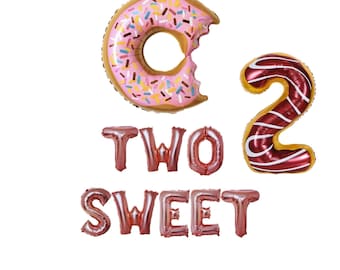 Dos pancartas dulces de 16 pulgadas / Fiesta de segundo cumpleaños con temática de donuts Dulces dos cumpleaños con chispas Niña de segundo cumpleaños