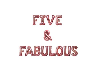 Five & Fabulous banner 16 inches | 5th birthday Party Girly Glam 5th Birthday Party