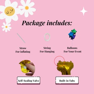 a picture of a package includes straws, balloons, and balloons