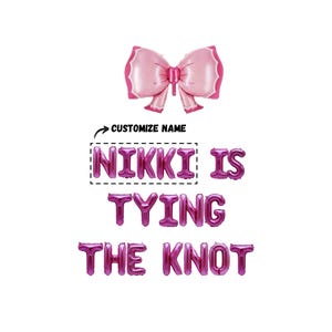 Tying the Knot Bridal Shower Custom banner 16 inches |  Pink Bow Bachelorette Party Bach Party Sign Wedding Sign