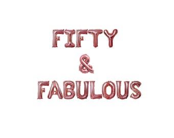 Fifty & Fabulous banner 16 inches | 50th birthday Party Fifty Birthday Adults birthday