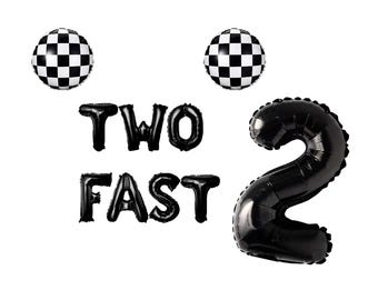 Two Fast 2nd Birthday Banner 16 inches | Racing Car Theme 2nd Birthday Party Two Fast Retro Vintage Car F1 Theme Decor