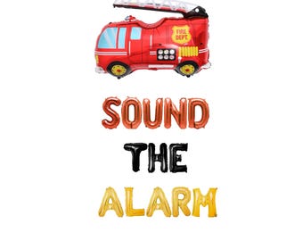 Firetruck Birthday Balloon Banner: "Sound The Alarm" Party Decor