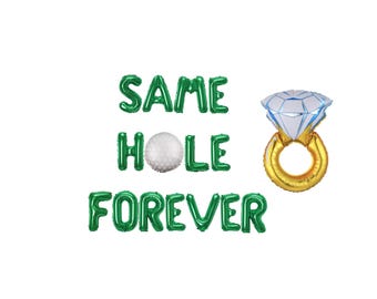 Same Hole Forever Golf Bachelor Party Banner: Balloons & Ring