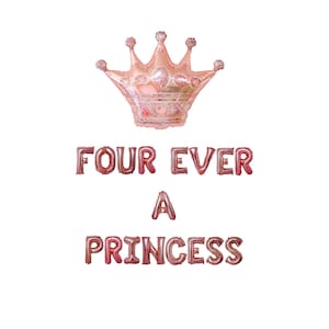 Four Ever a Princess 4th Birthday Banner 16in |4th birthday Party Princess Fourth Birthday Decor 4th bday Girls Birthday