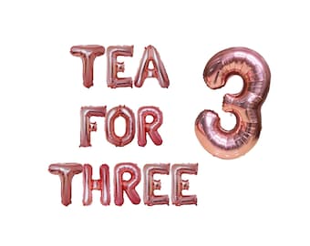 Banner de globos "Té para tres": Decoración para fiesta de tercer cumpleaños
