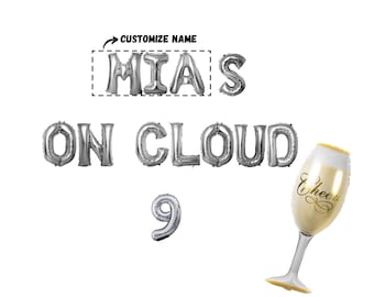 Custom "On Cloud 9" Bridal Shower Banner: 16-Inch Letter Balloons
