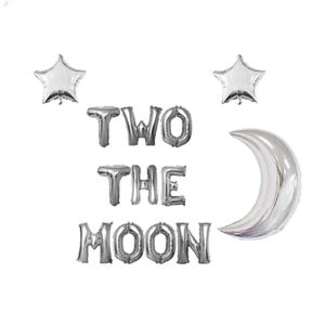 Two The Moon 2nd Birthday Banner: Space Party Decor (16 inches)