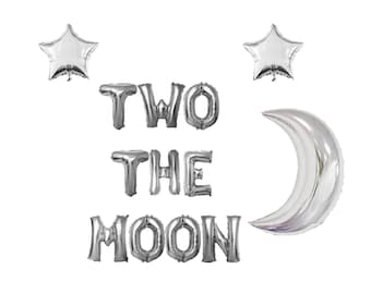 Two The Moon 2nd Birthday Banner: Space Party Decor (16 inches)