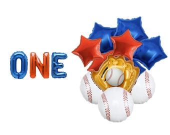 Striscione con palloncini per il primo compleanno di baseball: decorazioni per la festa del principiante dell'anno