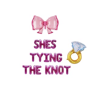 Shes Tying the Knot Bridal Shower banner 16 inches |  Pink Bow Bachelorette Party Bach Party Sign Wedding Sign