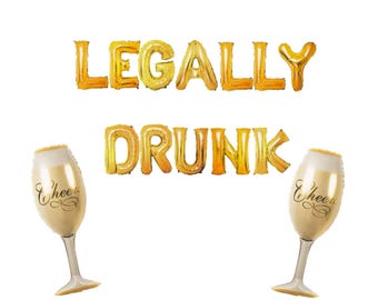Legally Drunk Banner 16in | 21st Birthday Party Happy 21st Birthday Twenty First Birthday Party Balloons Legally Drunk Rip fake ID