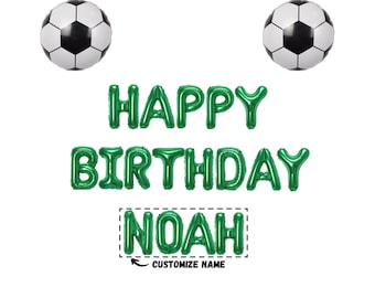 Custom Soccer Happy birthday banner, Sports Birthday Party Balloons, Soccer Birthday banner 16in