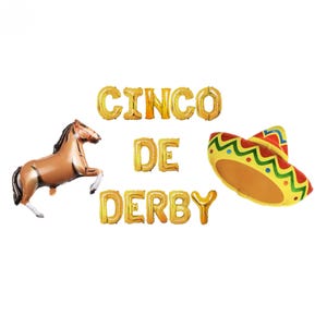 Pancarta del Cinco de Derby de 16 pulgadas / Pancarta del Cinco de Mayo Fiesta temática del Derby de Kentucky Despedida de soltero Fiesta mexicana