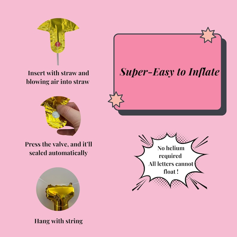 a pink poster with instructions on how to make a super easy to inflate