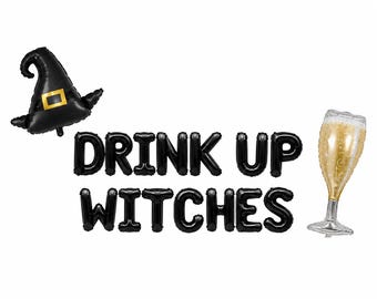 Drink Up Bitches Halloween Balloon Banner for Coven Party, Spooky Bachelorette Party Decorations, Girls Night Birthday Party Balloons