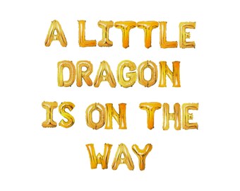 A Little Dragon Is On The Way banner 16 inches | Dragon Theme Baby Shower Gender neutral Couples shower