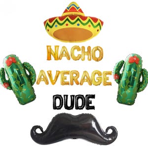 Nacho Average Dude banner 16 inches | Fiesta Theme Birthday Party Fiesta Nacho Average Theme Party Cinco De Mayo Cactus Party