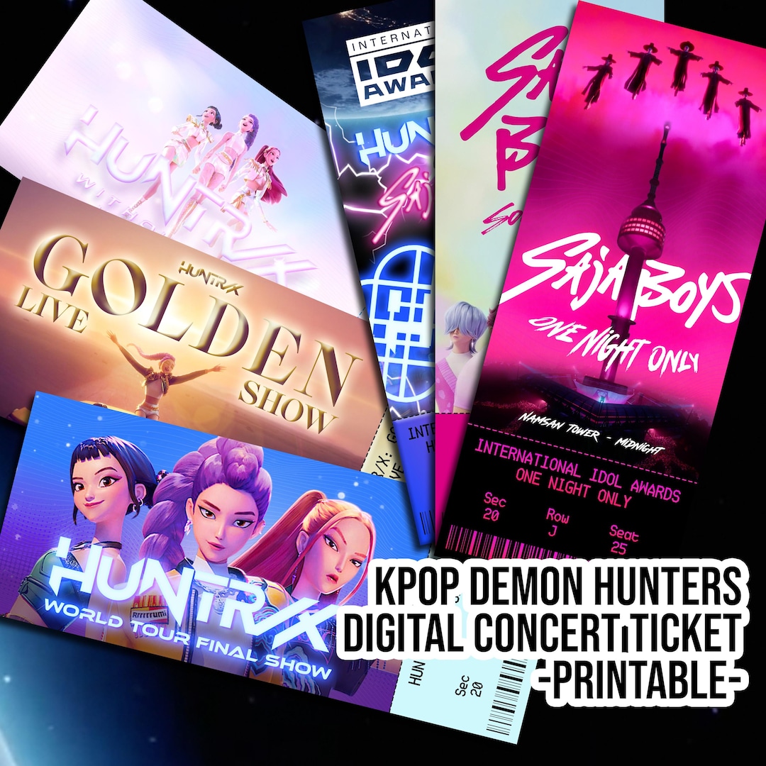 Kpop Demon Hunters Movie-inspired Concert Tickets • SET OF 6