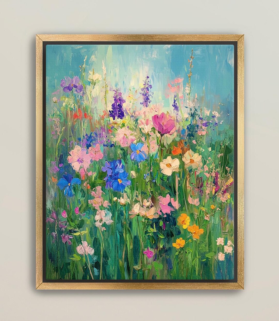 Wildflower Meadow Giclee Print: Pastel Floral Landscape Canvas Art - Etsy