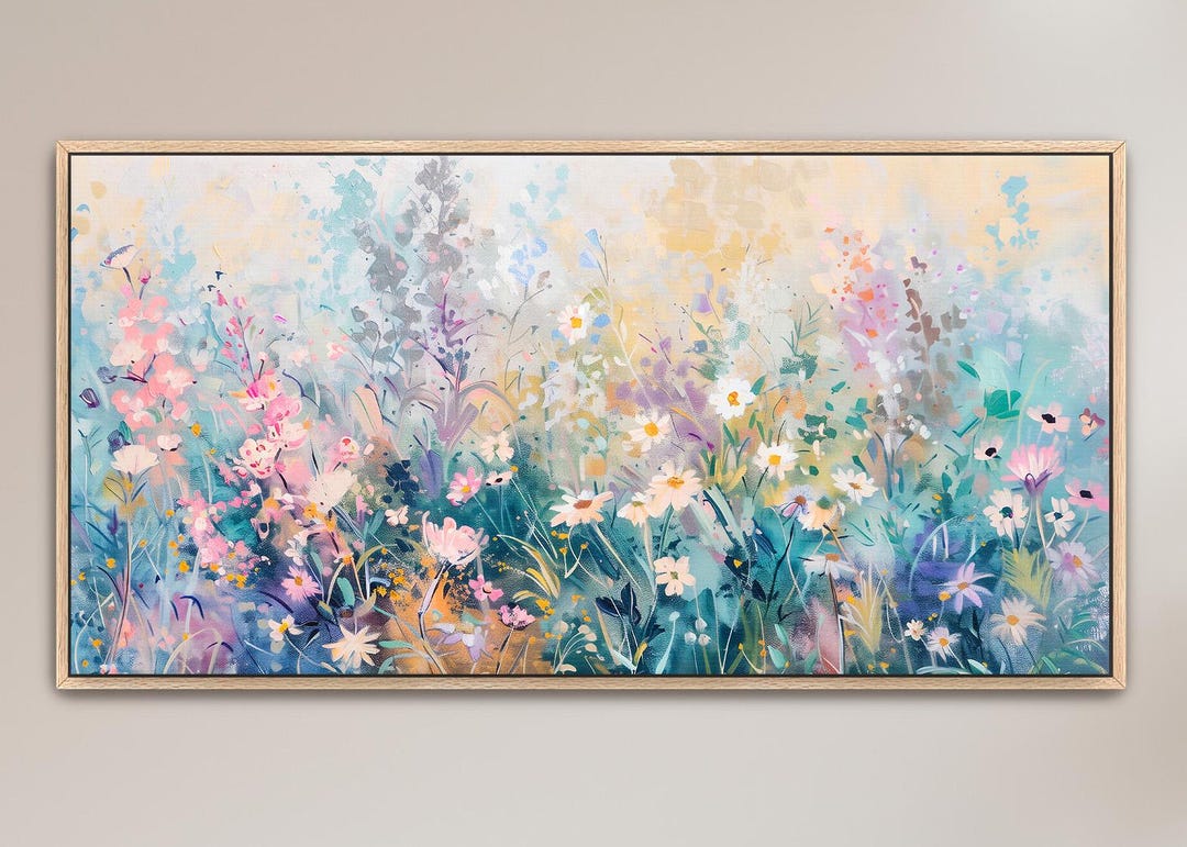 Wildflower Meadow Giclee Print: Pastel Floral Landscape Wall Art - Etsy